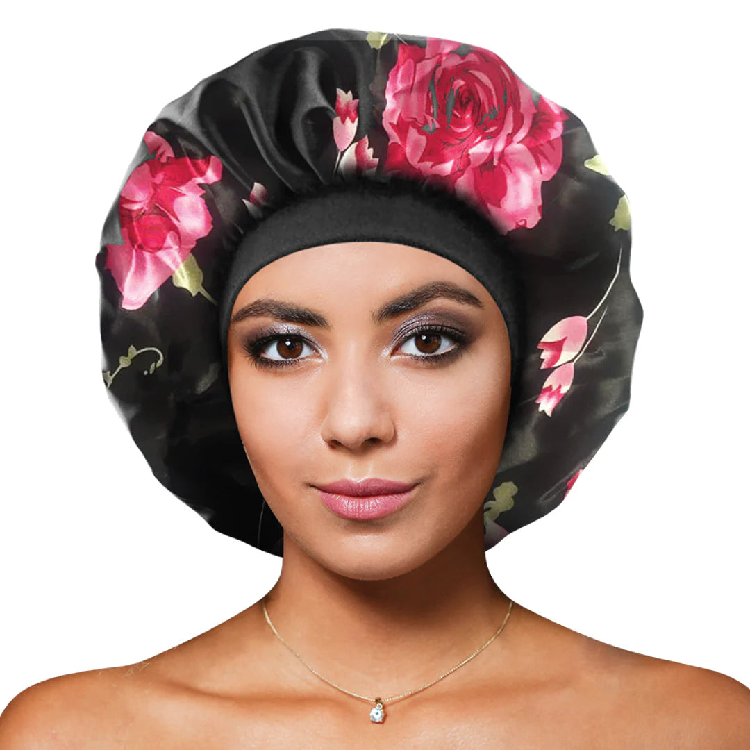 Rosemary Oil Infused Women Floral Silky Sleep Bonnet Cap Large Mix - 7508
