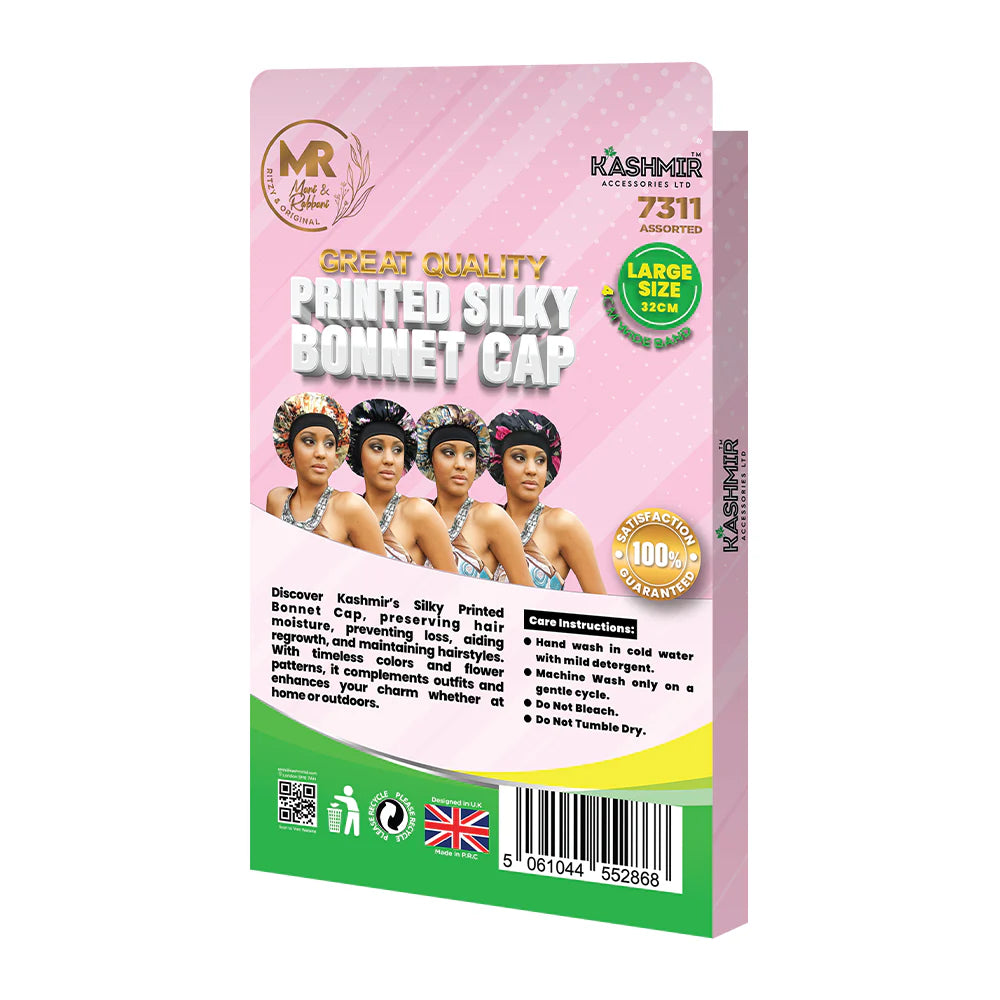 Great Quality New Printed Silky Bonnet Cap - 7311