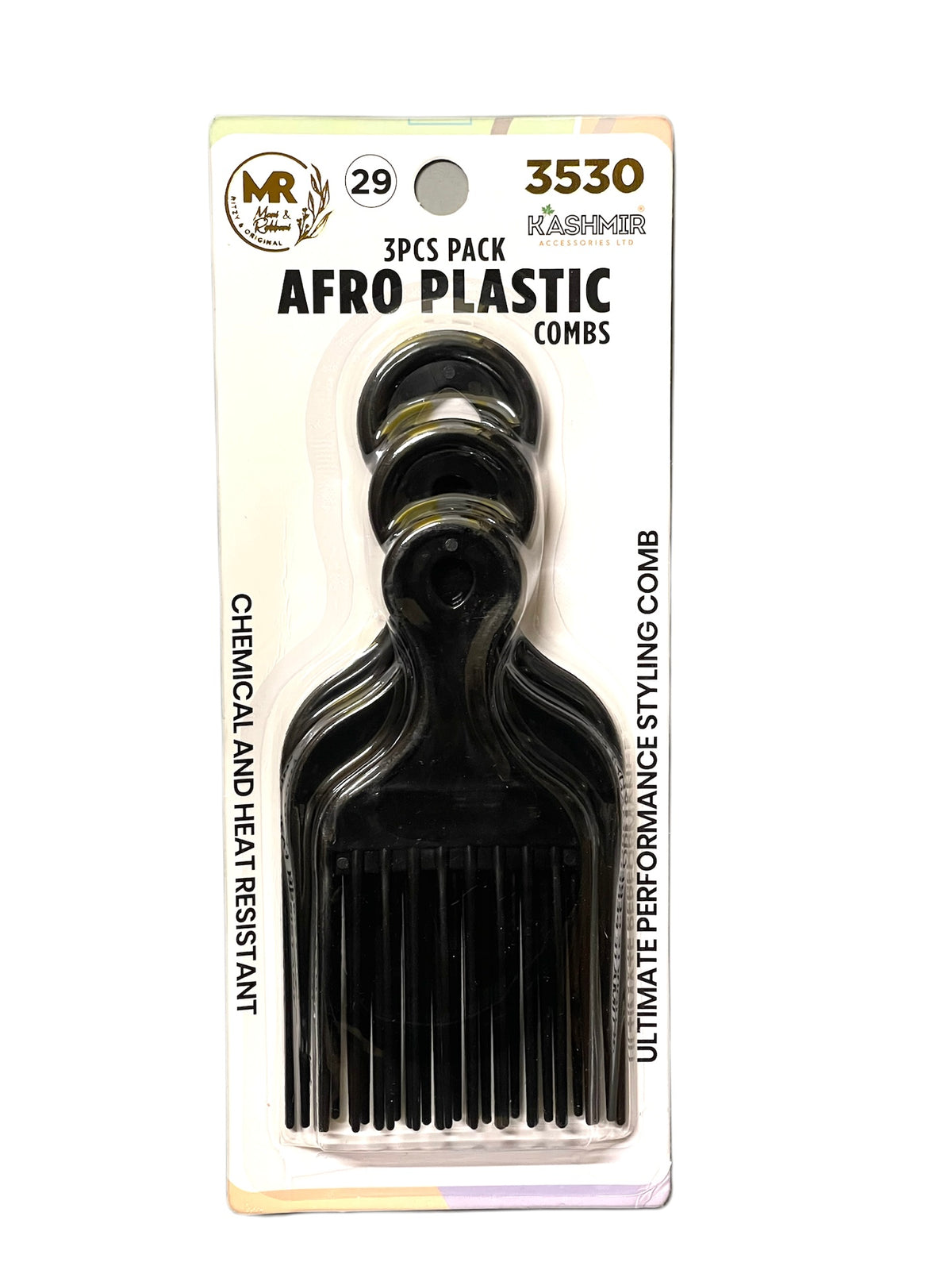 3Pcs Afro Plastic Combs Set - 3530