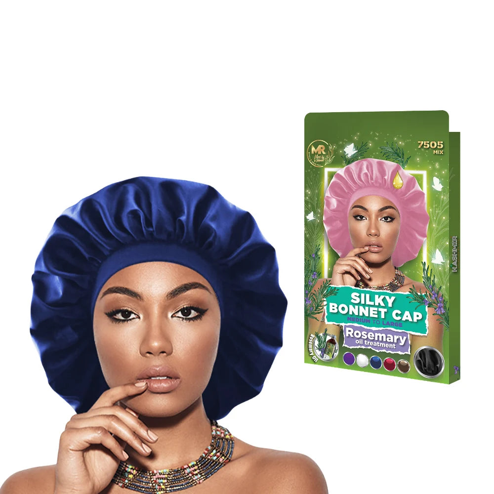 Rosemary Oil Infused Satin Bonnet Hair Treatment Cap - 7505 Mix