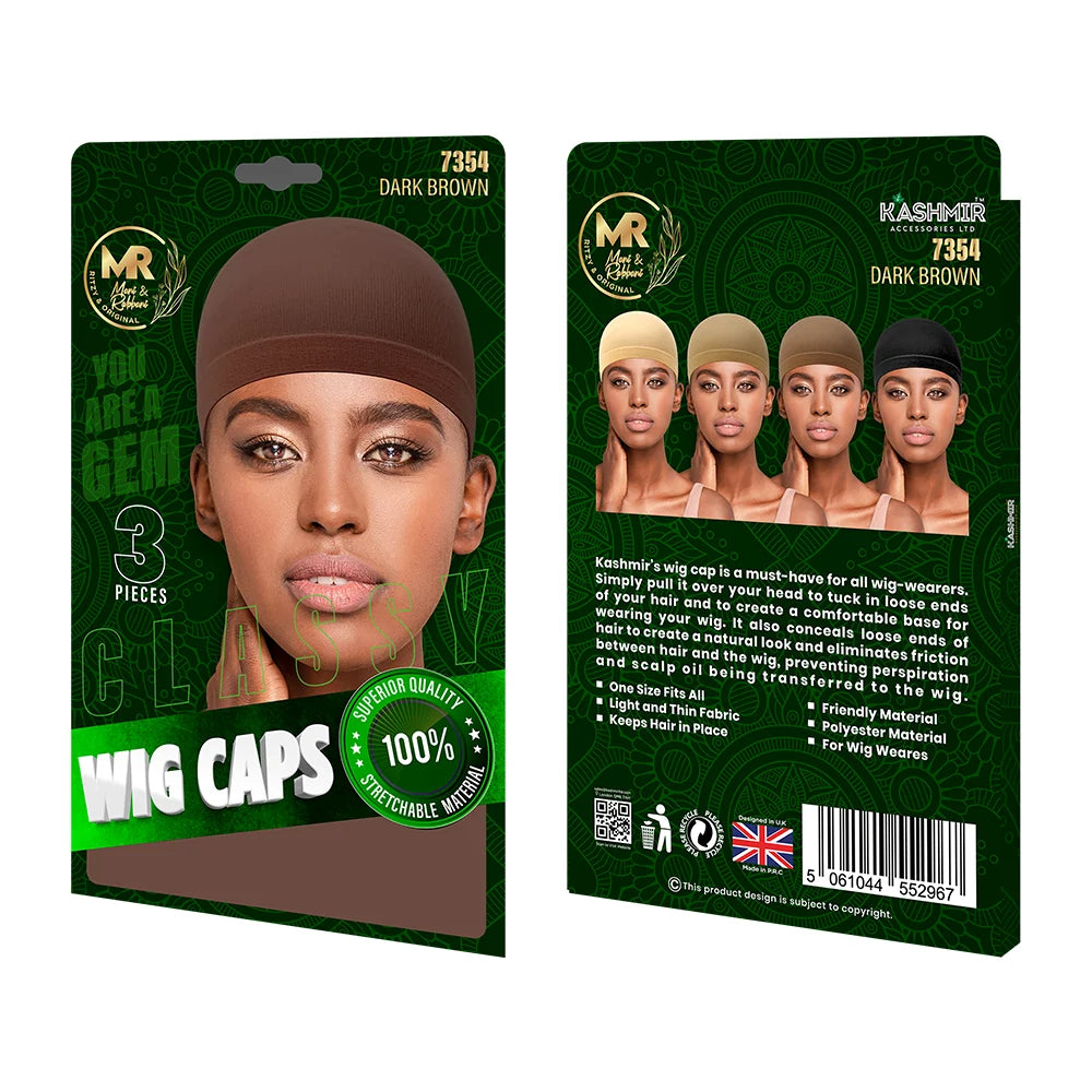 Classy Wig Caps Dark Brown 3 Pieces - 7354