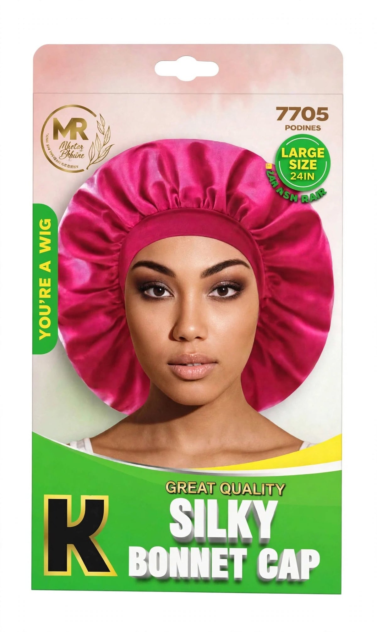 Silky Bonnet with Wide Band Large Fuchsia - 7705
