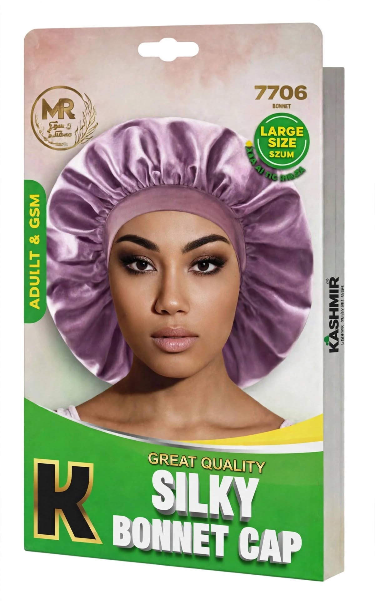 Silky Bonnet with Wide Band Large Pink - 7706