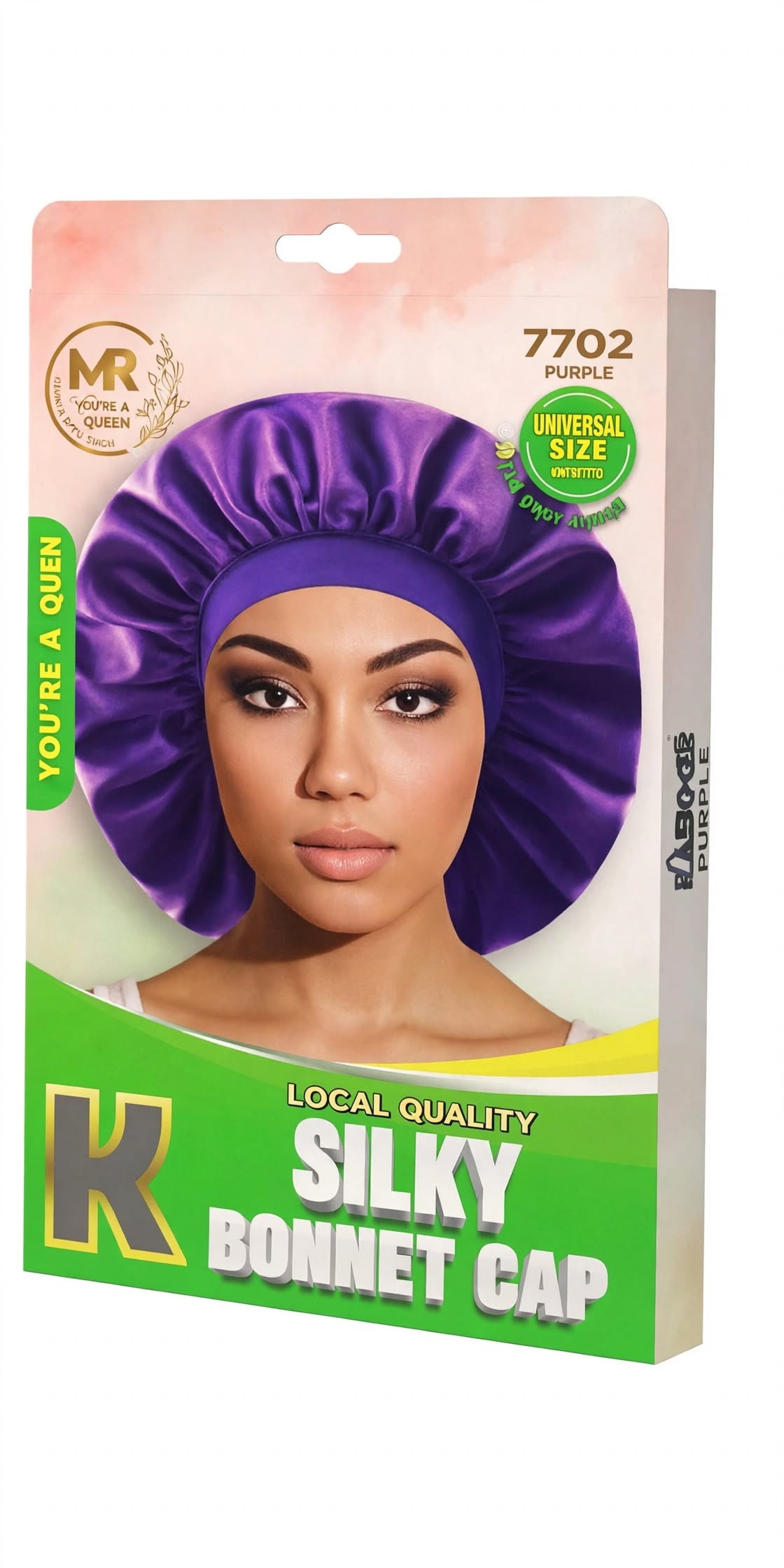 Silky Bonnet with Wide Band Large Purple - 7702