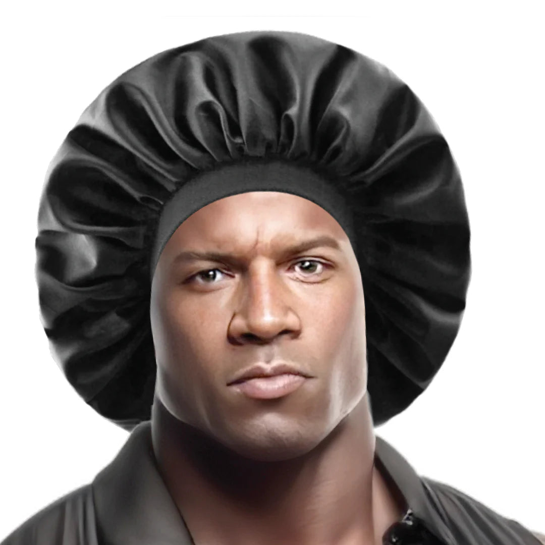 Rosemary Oil Infused Men Silky Bonnet Cap Large Black - 7509