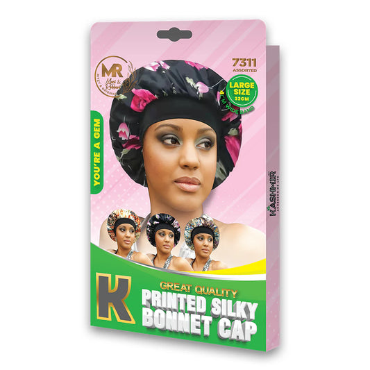 Great Quality New Printed Silky Bonnet Cap - 7311