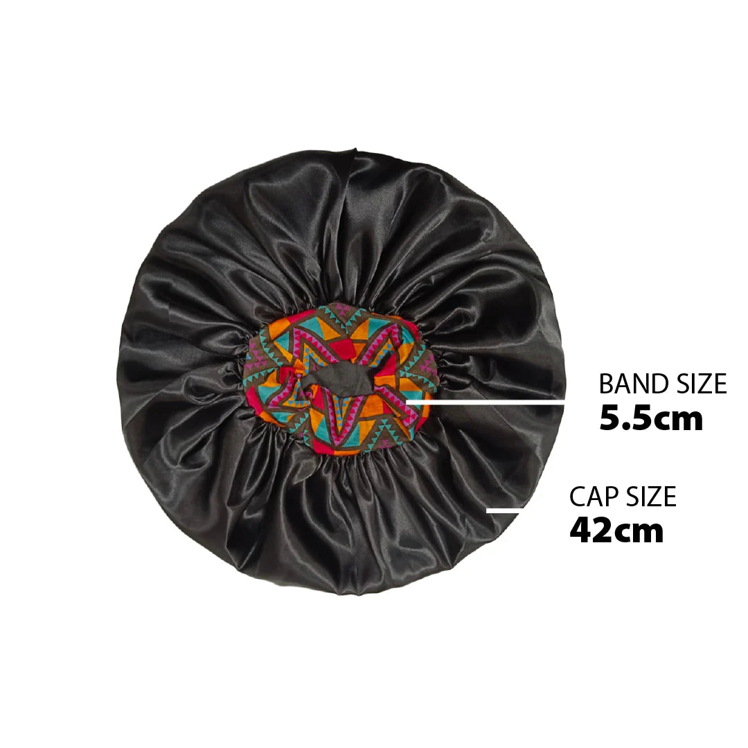 Classy Silky Bonnet Cap with Ankara Band - 7367