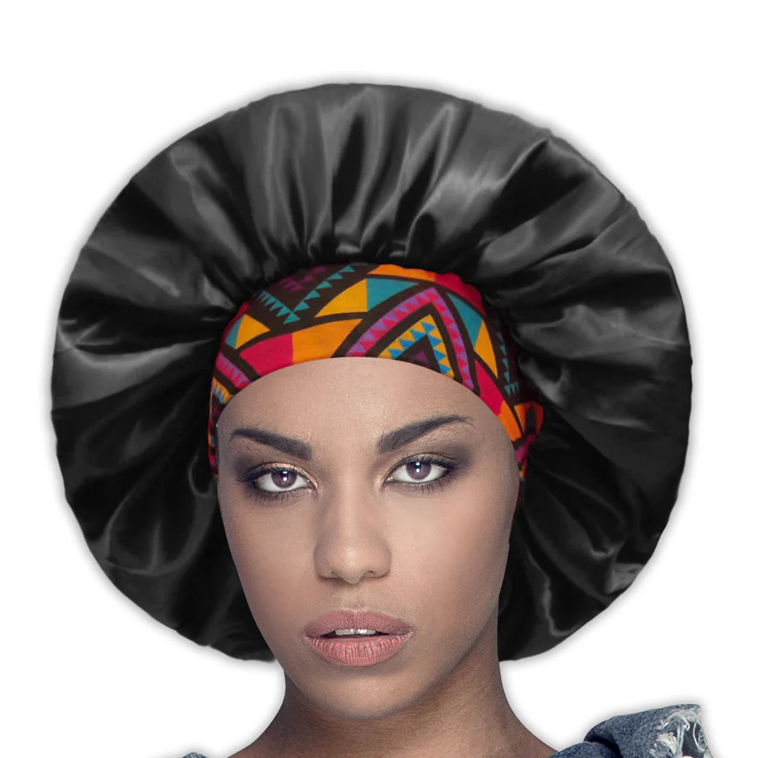 Classy Silky Bonnet Cap with Ankara Band - 7367