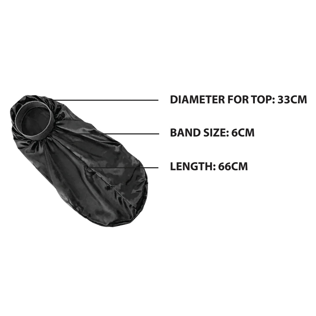 Great Quality Long Silky Pocket Bonnet Extended Bonnet Black - 7313