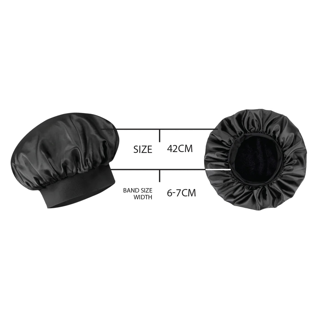 Great Quality Silky Bonnet Cap Extra Large Black - 7305