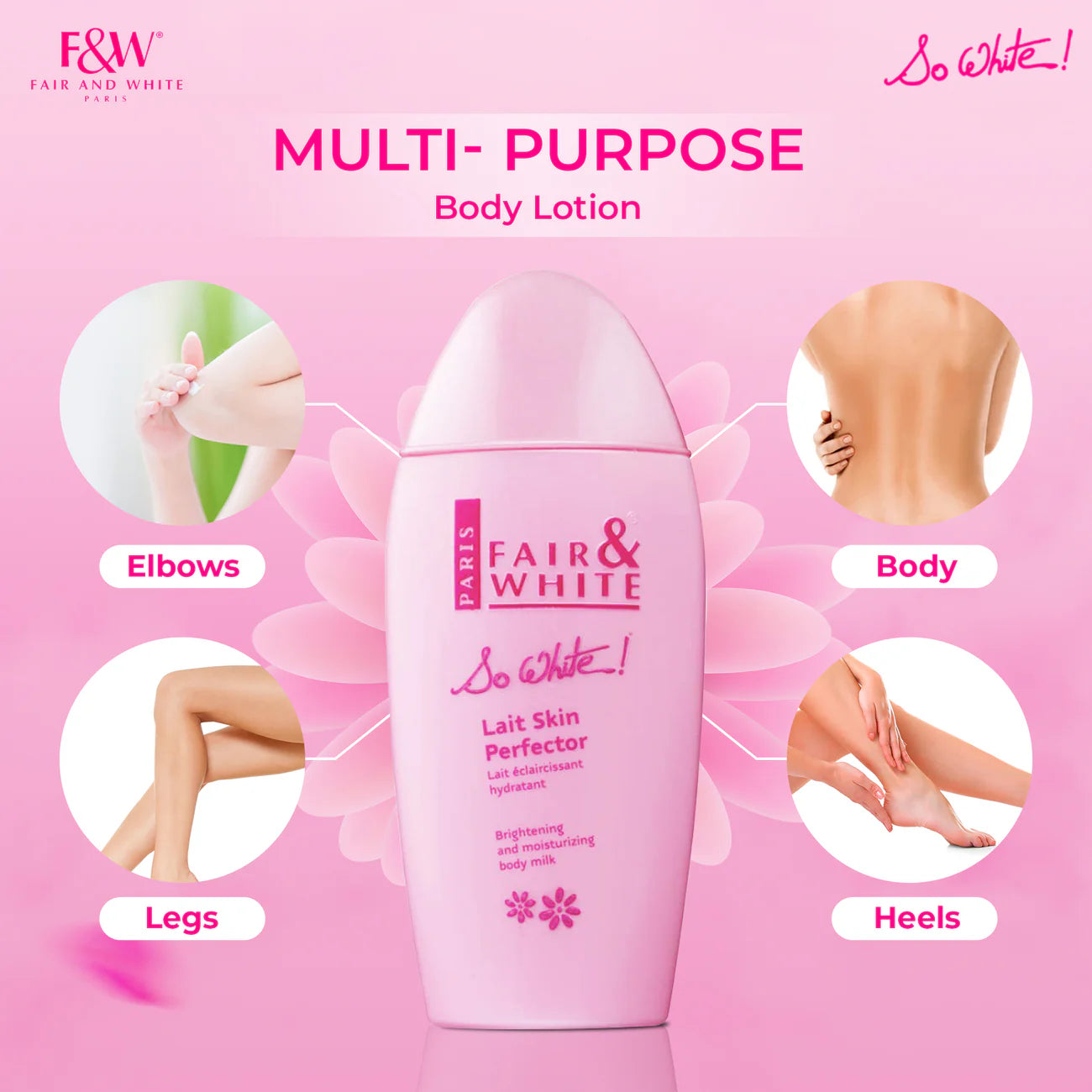 FAIR & WHITE So White, Skin Brightening Lotion - 500 ml / 17.6 Fl oz - Daily Moisturizing Body Lotion