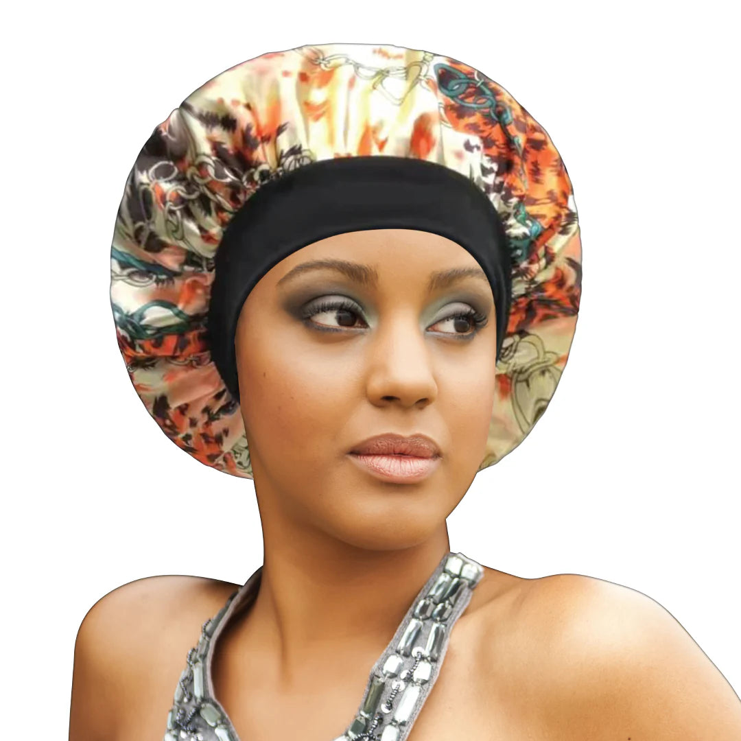 Great Quality New Printed Silky Bonnet Cap - 7311