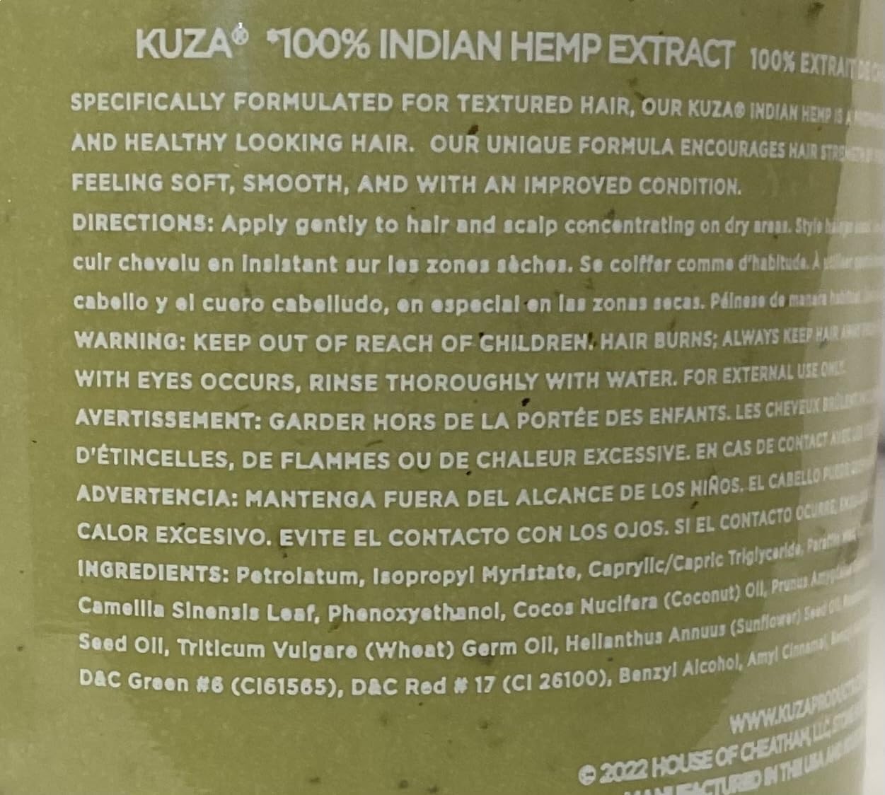 Kuza Indian Hemp Hair & Scalp Treatment - 8 Oz