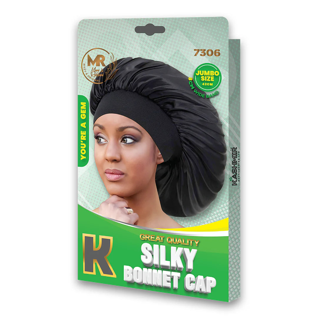 Silky Bonnet Cap Jumbo Black - 7306