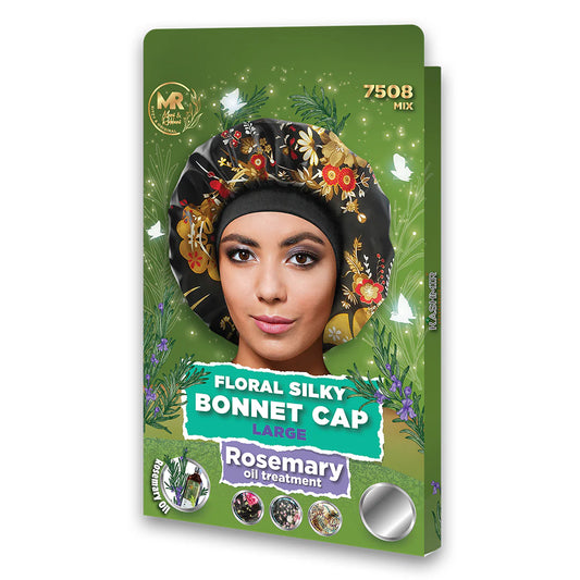 Rosemary Oil Infused Women Floral Silky Sleep Bonnet Cap Large Mix - 7508