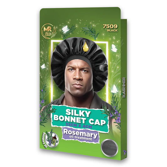Rosemary Oil Infused Men Silky Bonnet Cap Large Black - 7509