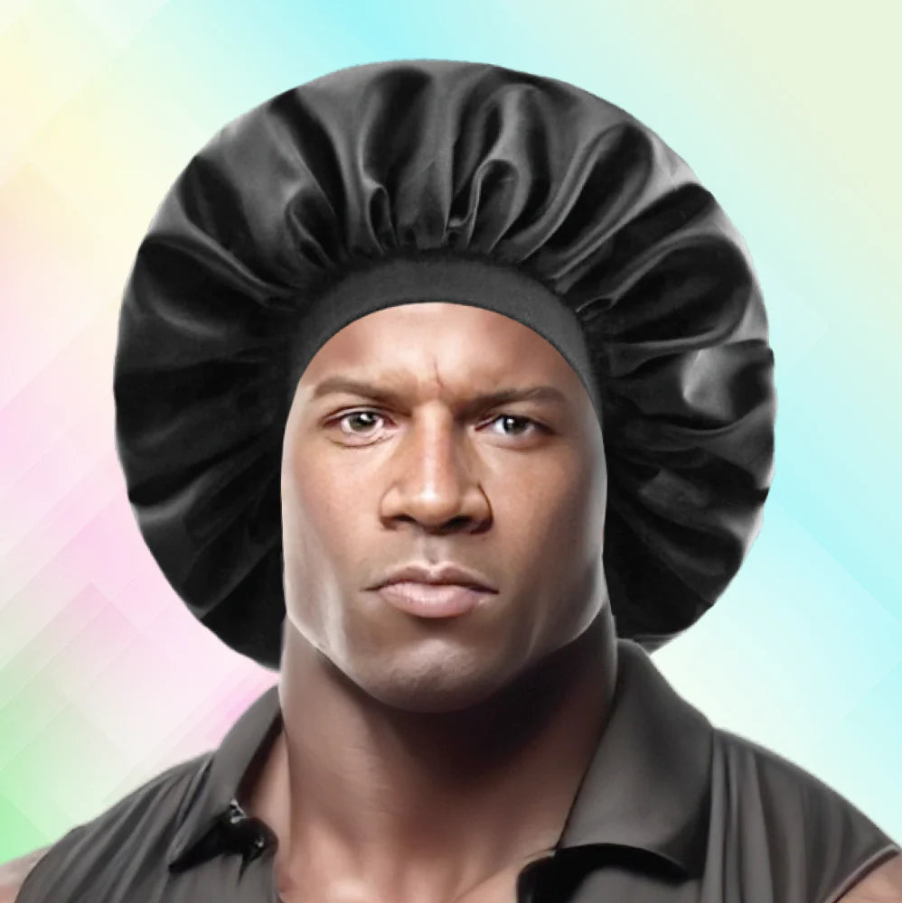 Batana Oil Infused Men Silky Bonnet Cap Large Black - 7524