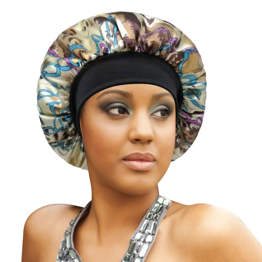 Great Quality New Printed Silky Bonnet Cap - 7311