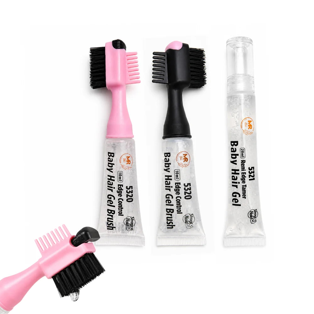 Edge Control Hair Gel With Edge Brush – 10ml + 20ml Refill Baby Hair Edge Tamer | Anti-Frizz Strong Hold For Smooth Edges & Natural Finish (Portable Pocket Size) 5320