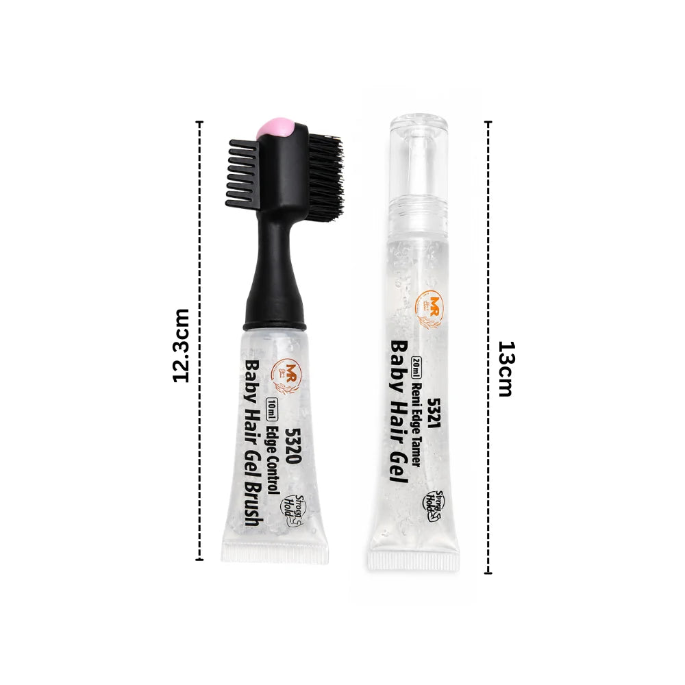 Edge Control Hair Gel With Edge Brush – 10ml + 20ml Refill Baby Hair Edge Tamer | Anti-Frizz Strong Hold For Smooth Edges & Natural Finish (Portable Pocket Size) 5320