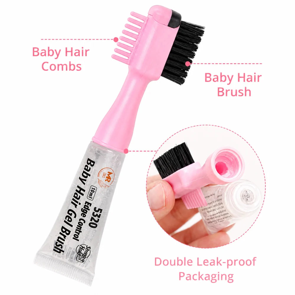 Edge Control Hair Gel With Edge Brush – 10ml + 20ml Refill Baby Hair Edge Tamer | Anti-Frizz Strong Hold For Smooth Edges & Natural Finish (Portable Pocket Size) 5320