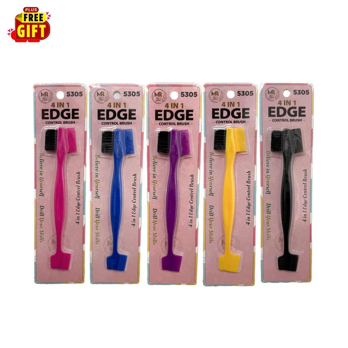 4-In-1 Edge Control Brush Synthetic Bristle Effortless Edge Control- 5305