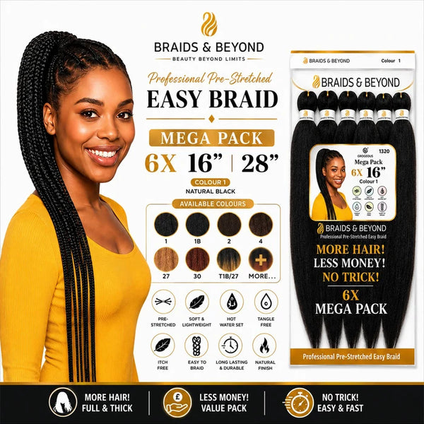 Professional Pre-Stretched Easy Braids Mega pack 6X