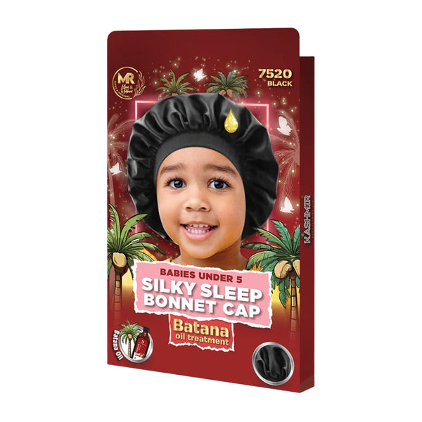 Batana Oil Treatment Babies under 5 Silky Bonnet Cap Black - 7520