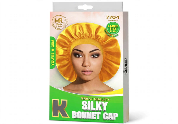Silky Bonnet with Wide Band Large Yellow - 7704