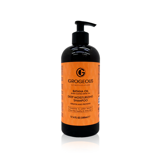 GROGEOUS BATANA OIL DEEP
MOISTURIZING SHAMPOO - KERATIN & PROTEIN CARE (500ML)