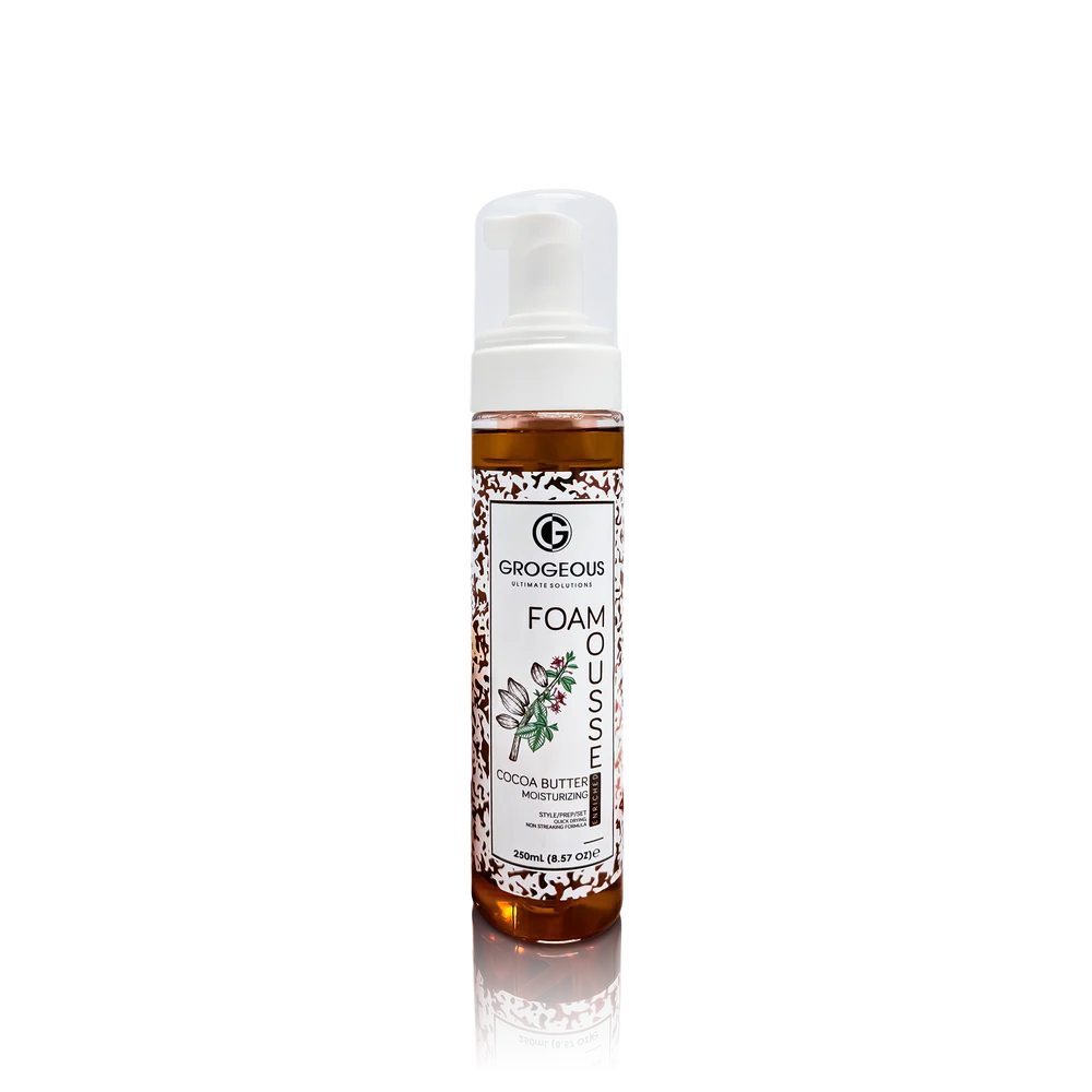 GROGEOUS COCOA BUTTER MOISTURIZING HAIR FOAM MOUSSE HYDRATING & SILKY - SOFT FINISH